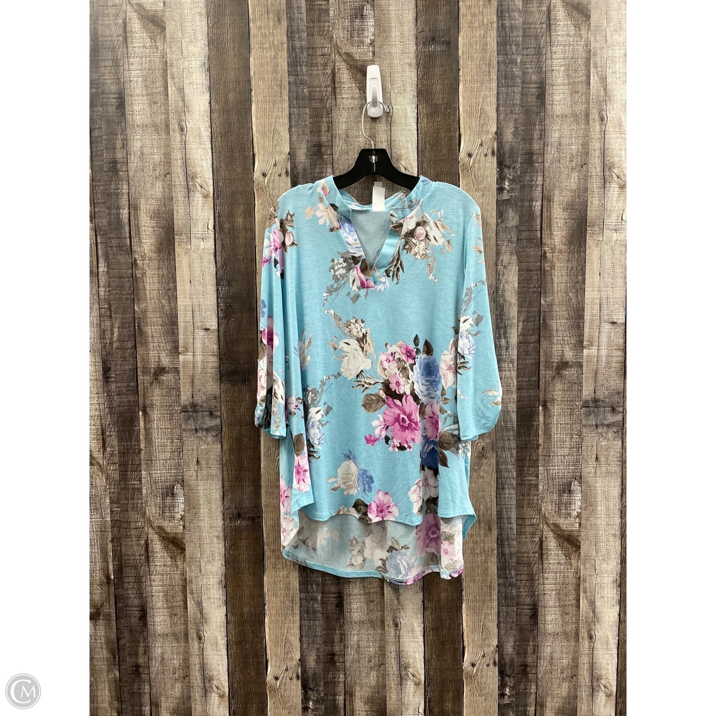 Top 3/4 Sleeve By Honeyme In Blue, Size: L