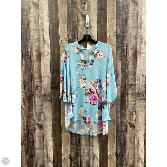 Top 3/4 Sleeve By Honeyme In Blue, Size: L