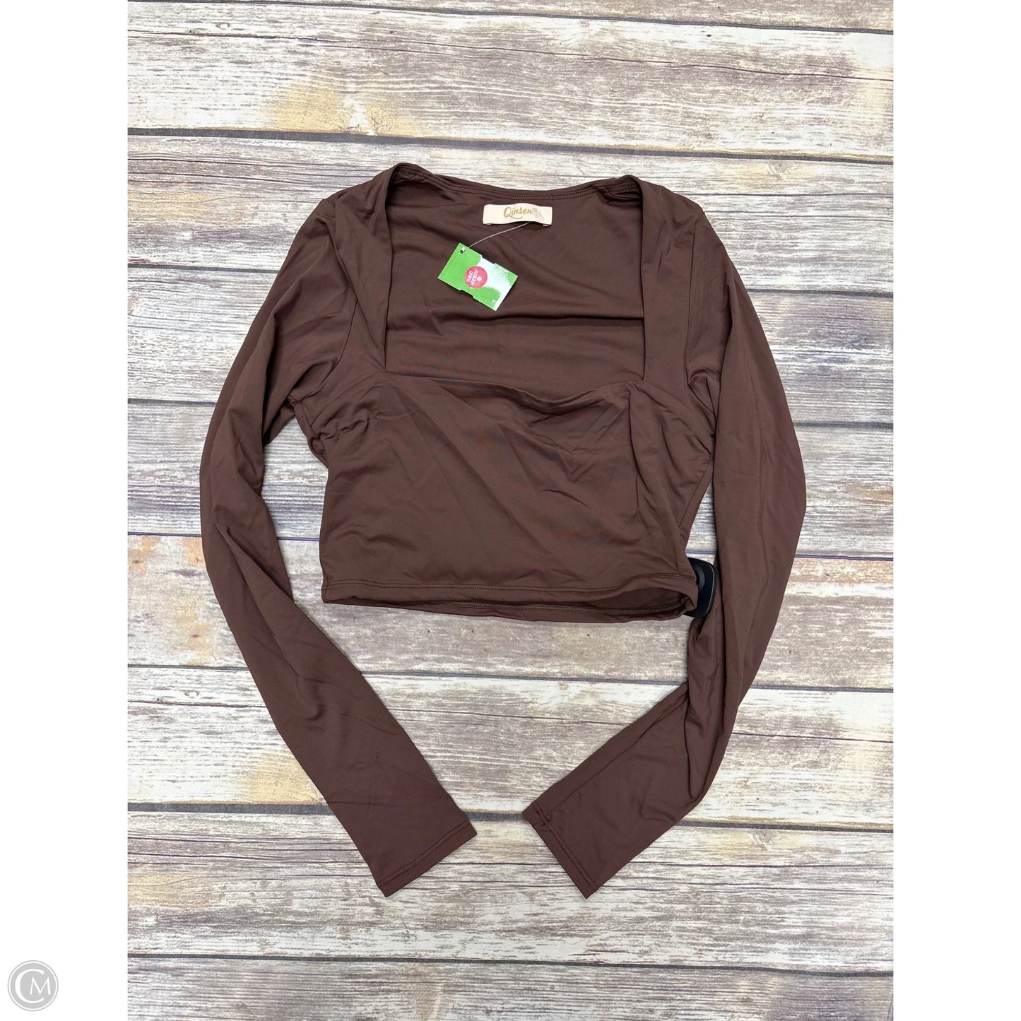 Top Long Sleeve By Cme In Brown, Size: S
