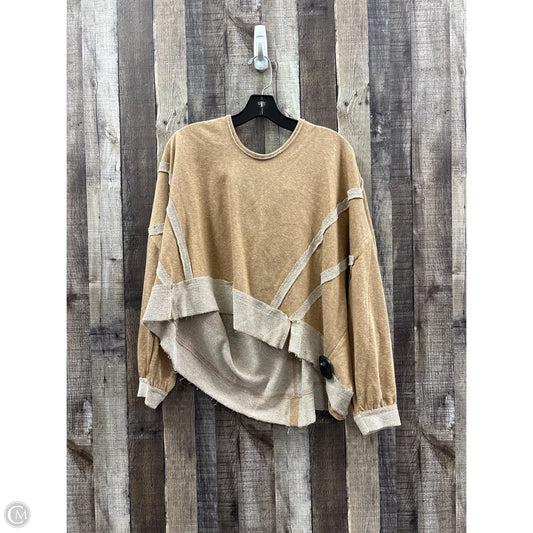 Top Long Sleeve By Zenana In Brown, Size: L