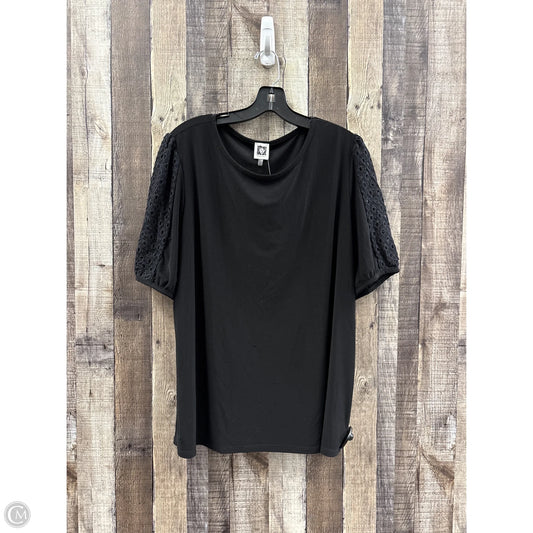 Top Short Sleeve By Anne Klein In Black, Size: 2x
