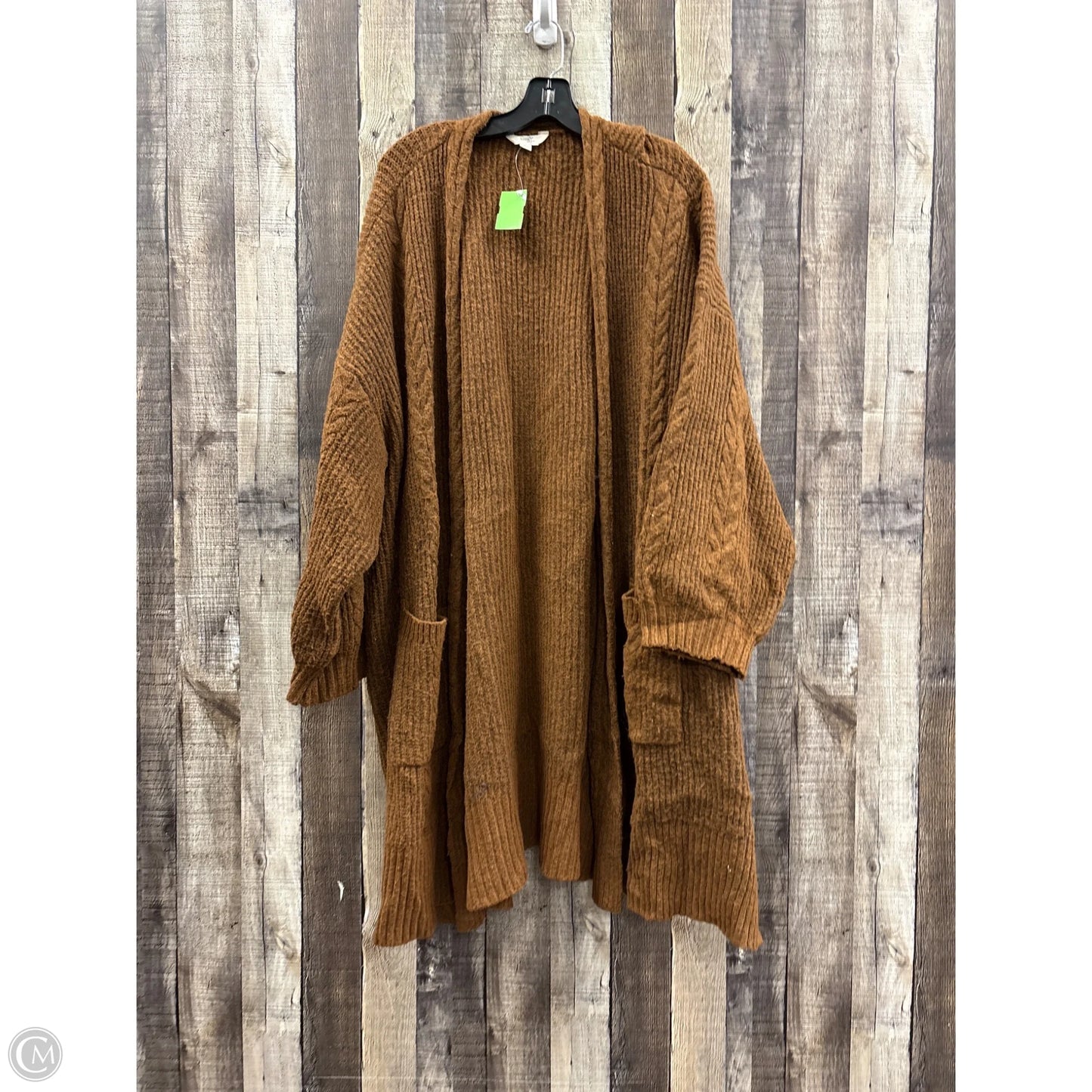 Sweater Cardigan By Terra & Sky In Brown, Size: 4x