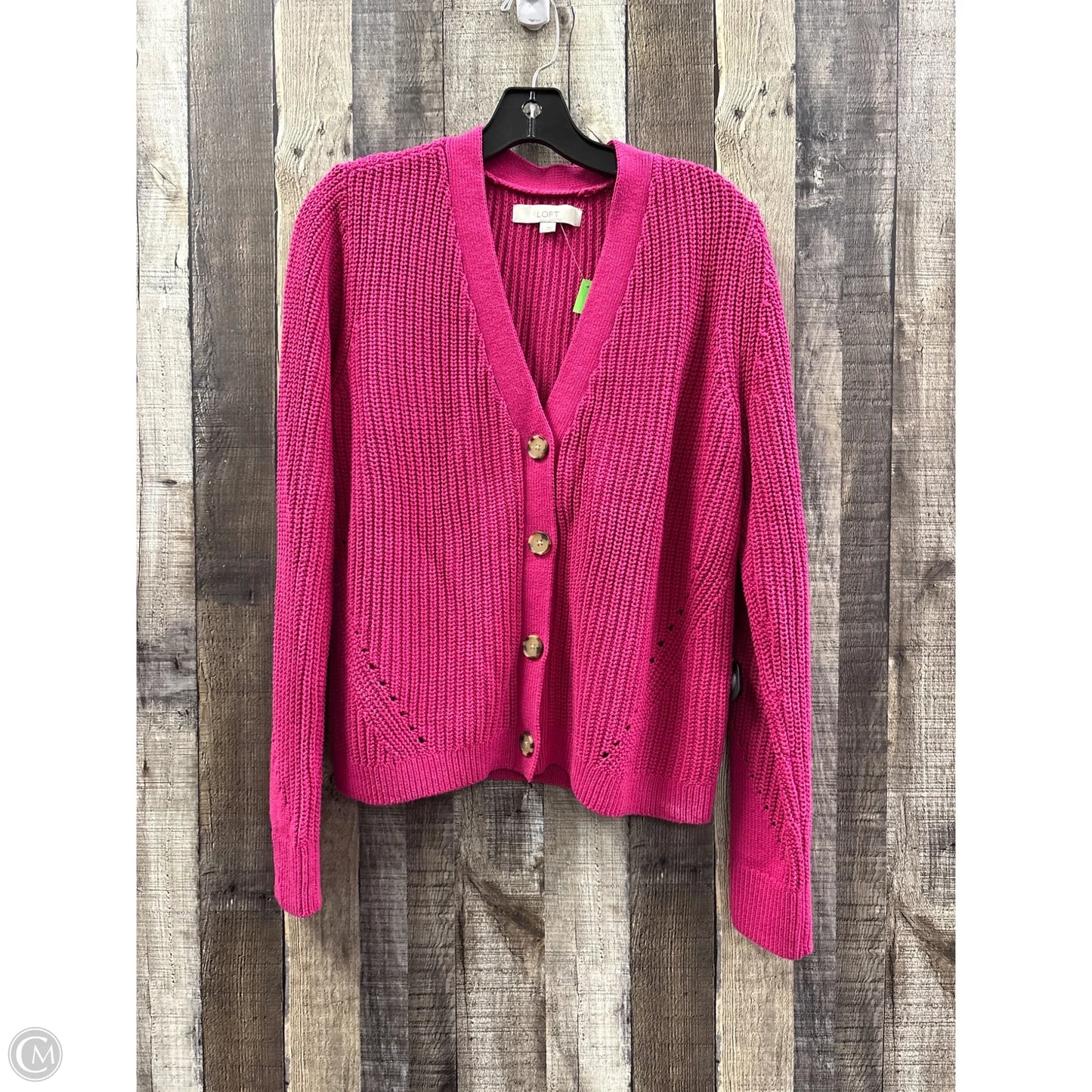 Sweater Cardigan By Loft In Pink, Size: L