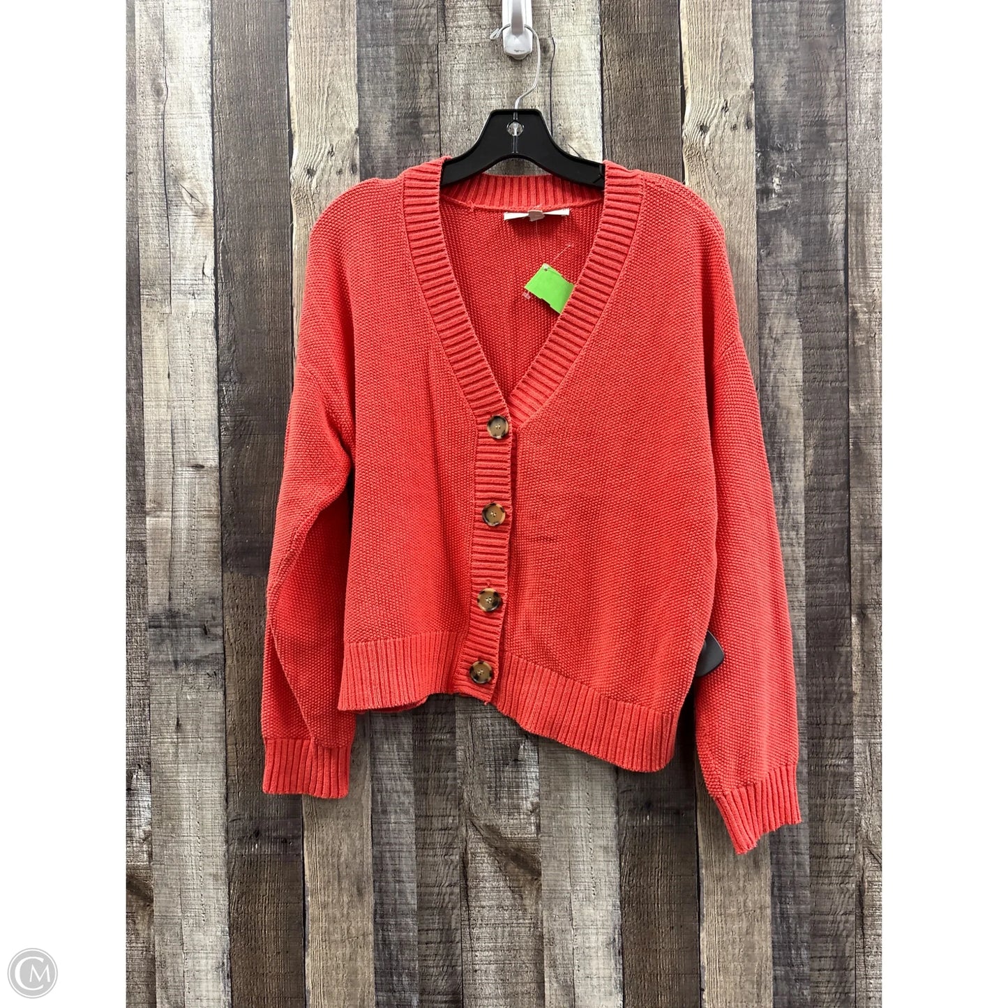 Sweater Cardigan By Loft In Orange, Size: L