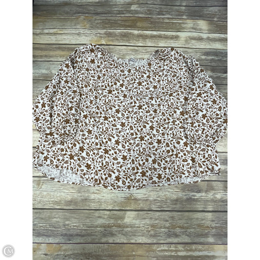 Top Long Sleeve By Old Navy In Brown & Cream, Size: 3x