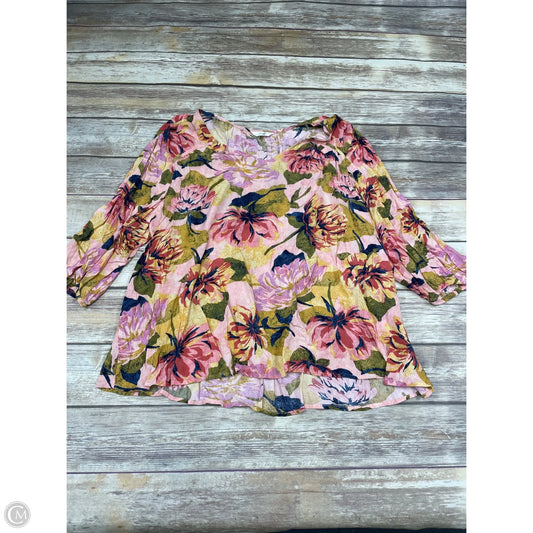 Top Long Sleeve By Terra & Sky In Floral Print, Size: 1x