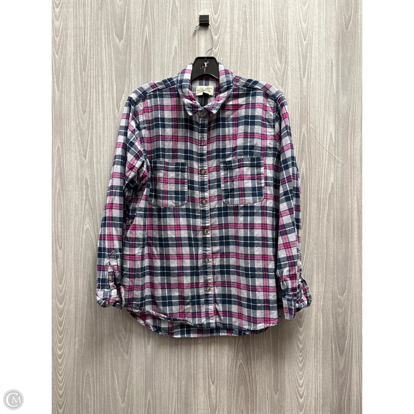 Top Long Sleeve By Universal Thread In Plaid Pattern, Size: M