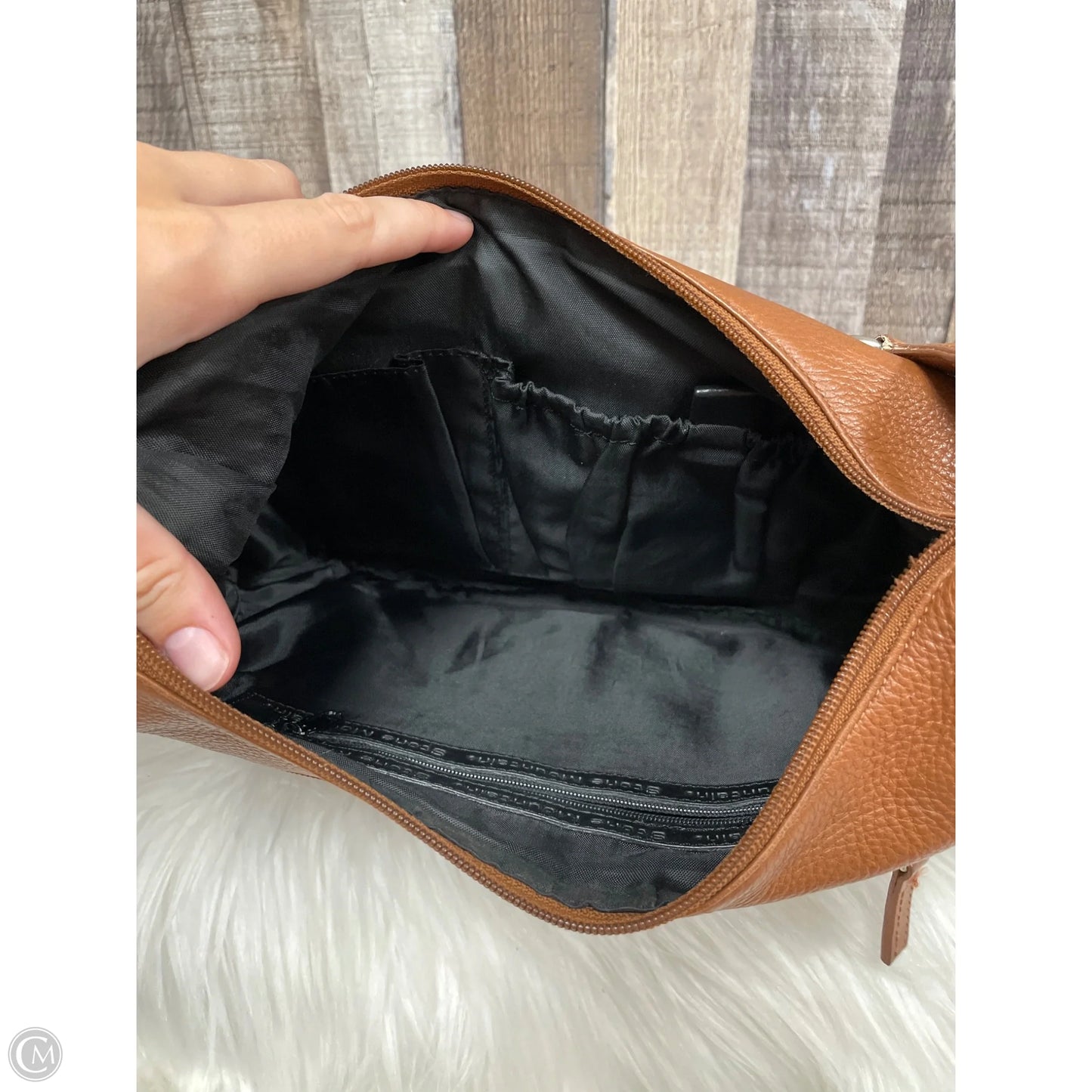 Handbag Leather By Stone Mountain, Size: Medium