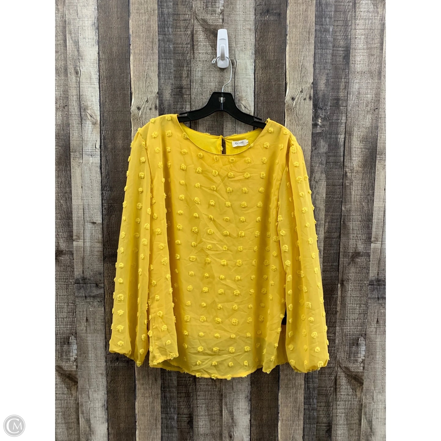 Top Long Sleeve By Cme In Yellow, Size: L