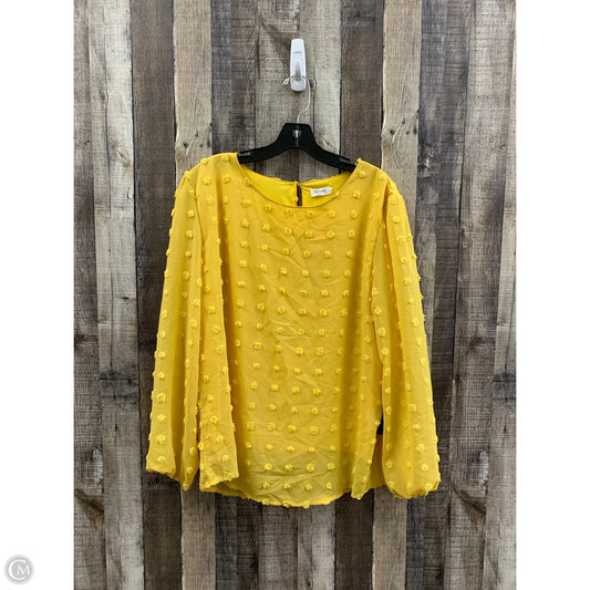 Top Long Sleeve By Cme In Yellow, Size: L
