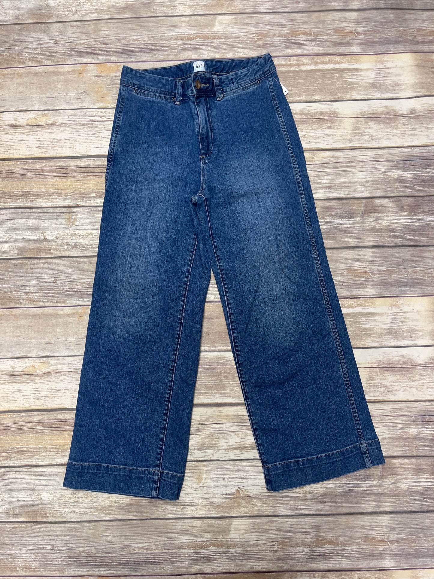 Jeans Wide Leg By Gap In Blue Denim, Size: 4