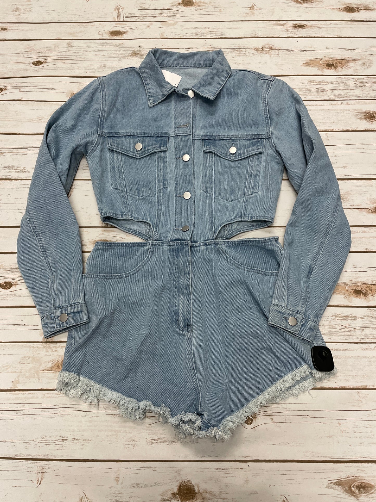 Romper By Shein In Blue Denim, Size: Xl