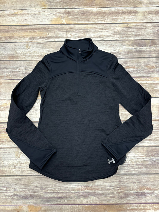 Athletic Top Long Sleeve Collar By Under Armour In Black, Size: Xs