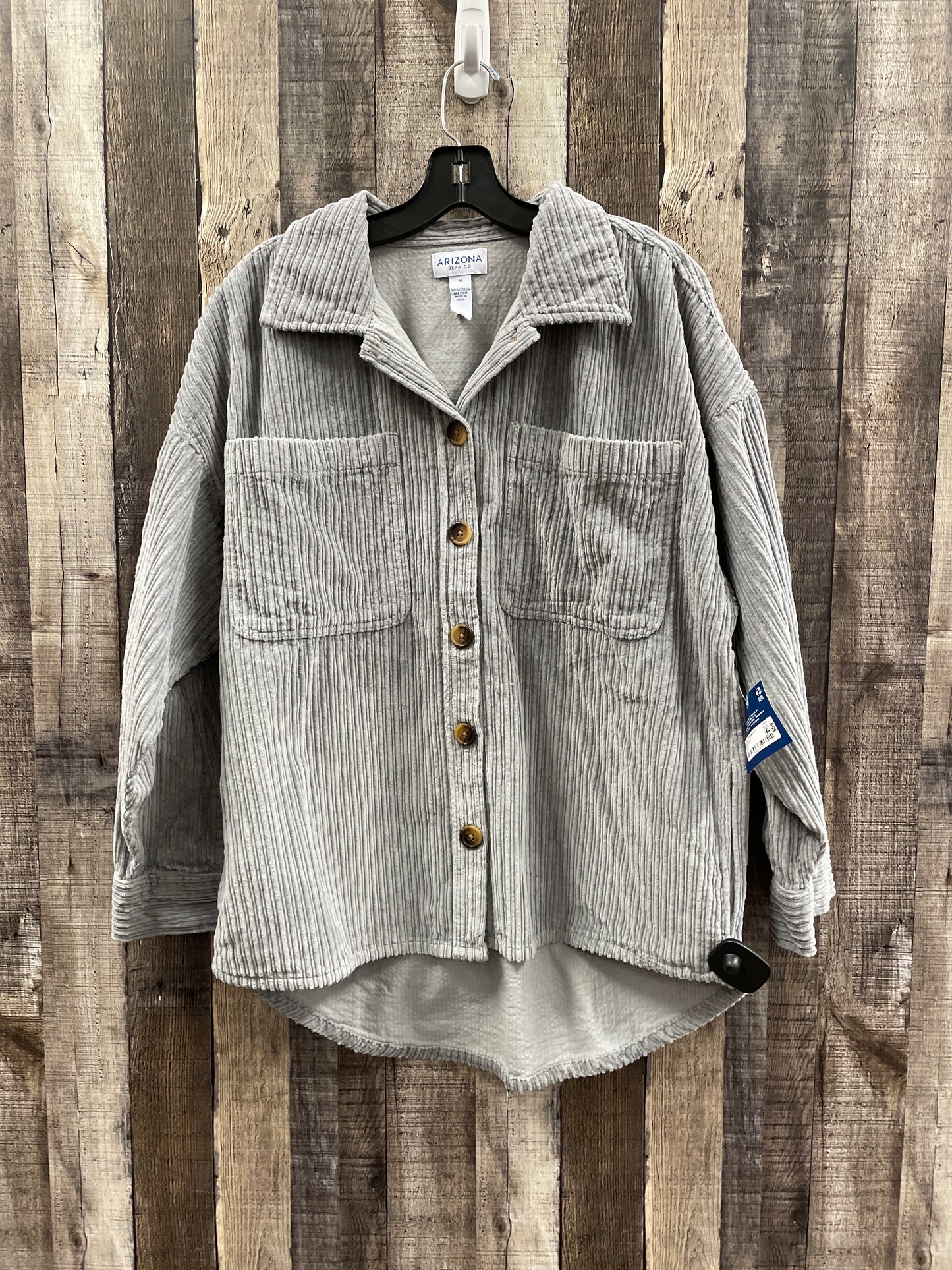 Jacket Shirt By Arizona In Grey, Size: M