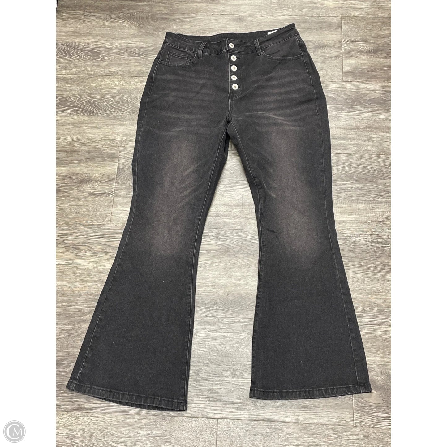 Jeans Flared By Cmf In Black Denim, Size: 12
