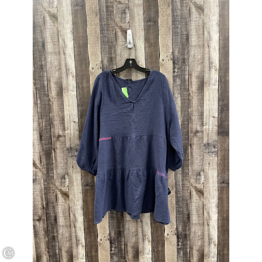 Tunic Long Sleeve By Cme In Blue & Brown, Size: Xl