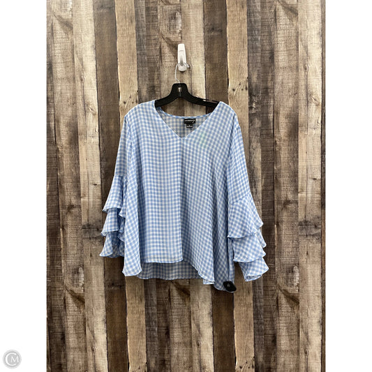 Top Long Sleeve By Liz Claiborne In Blue & White, Size: Xl