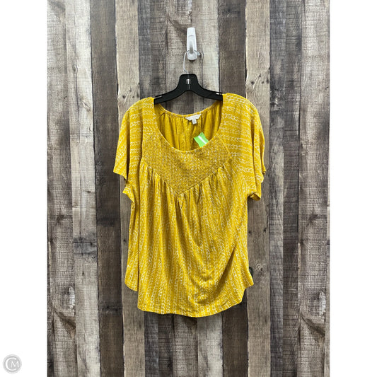 Top Short Sleeve By Lucky Brand In Gold, Size: Xl