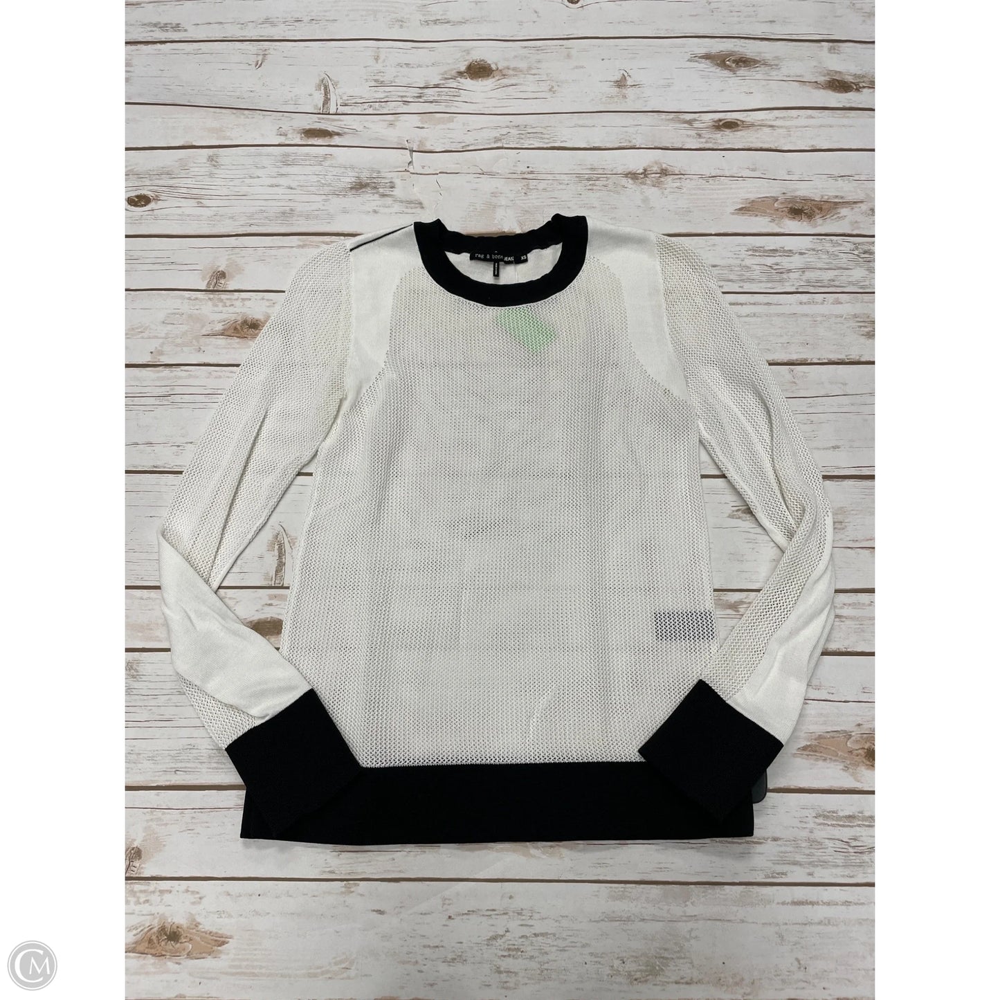 Top Long Sleeve By Rag And Bone In Black & White, Size: Xs