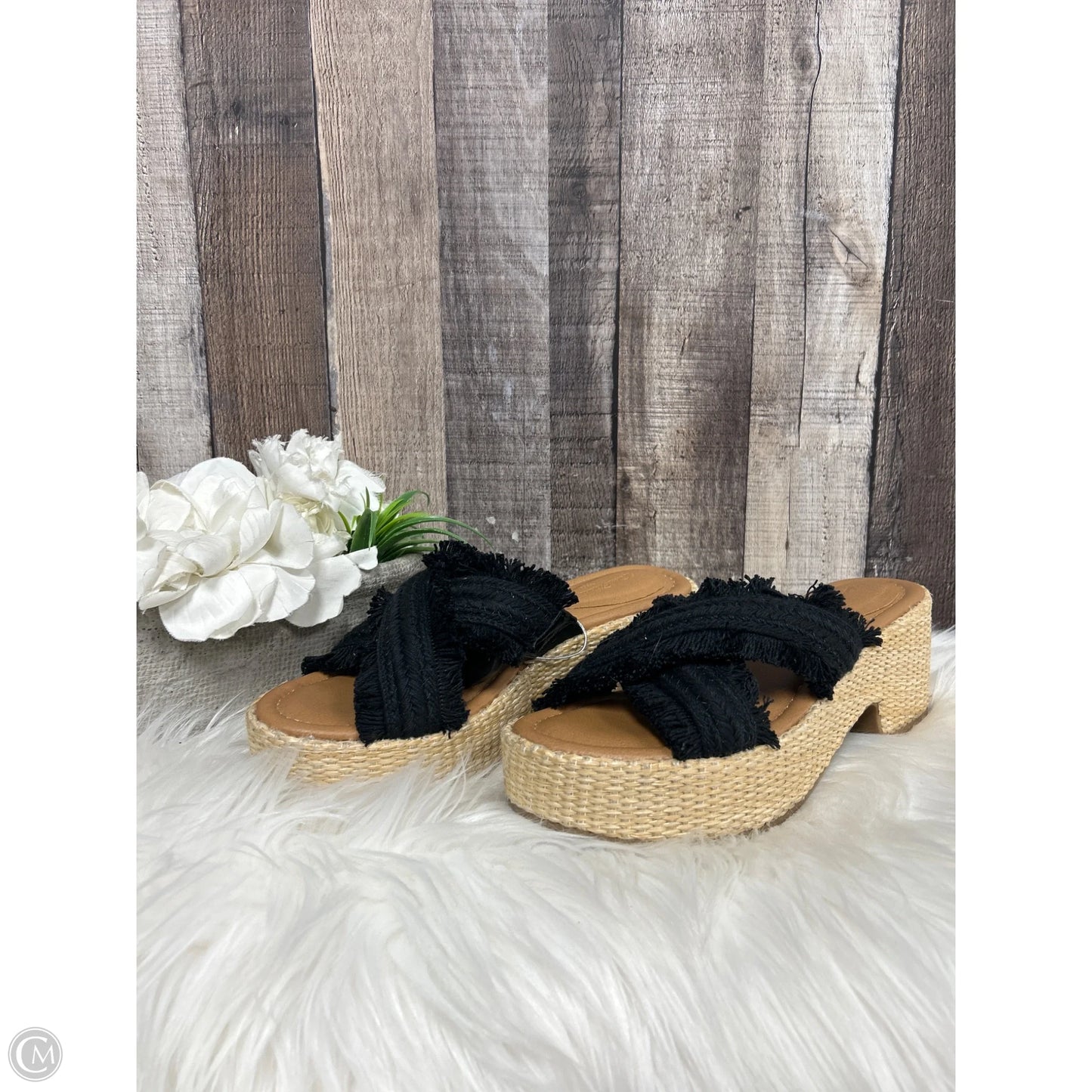 Sandals Heels Wedge By Universal Thread In Black, Size: 8