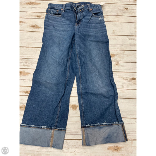 Jeans Wide Leg By American Eagle In Blue Denim, Size: 4