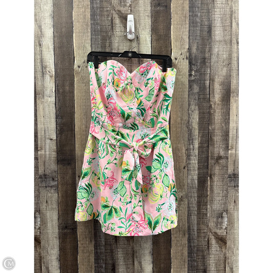 Romper Designer By Lilly Pulitzer In Green & Pink, Size: M