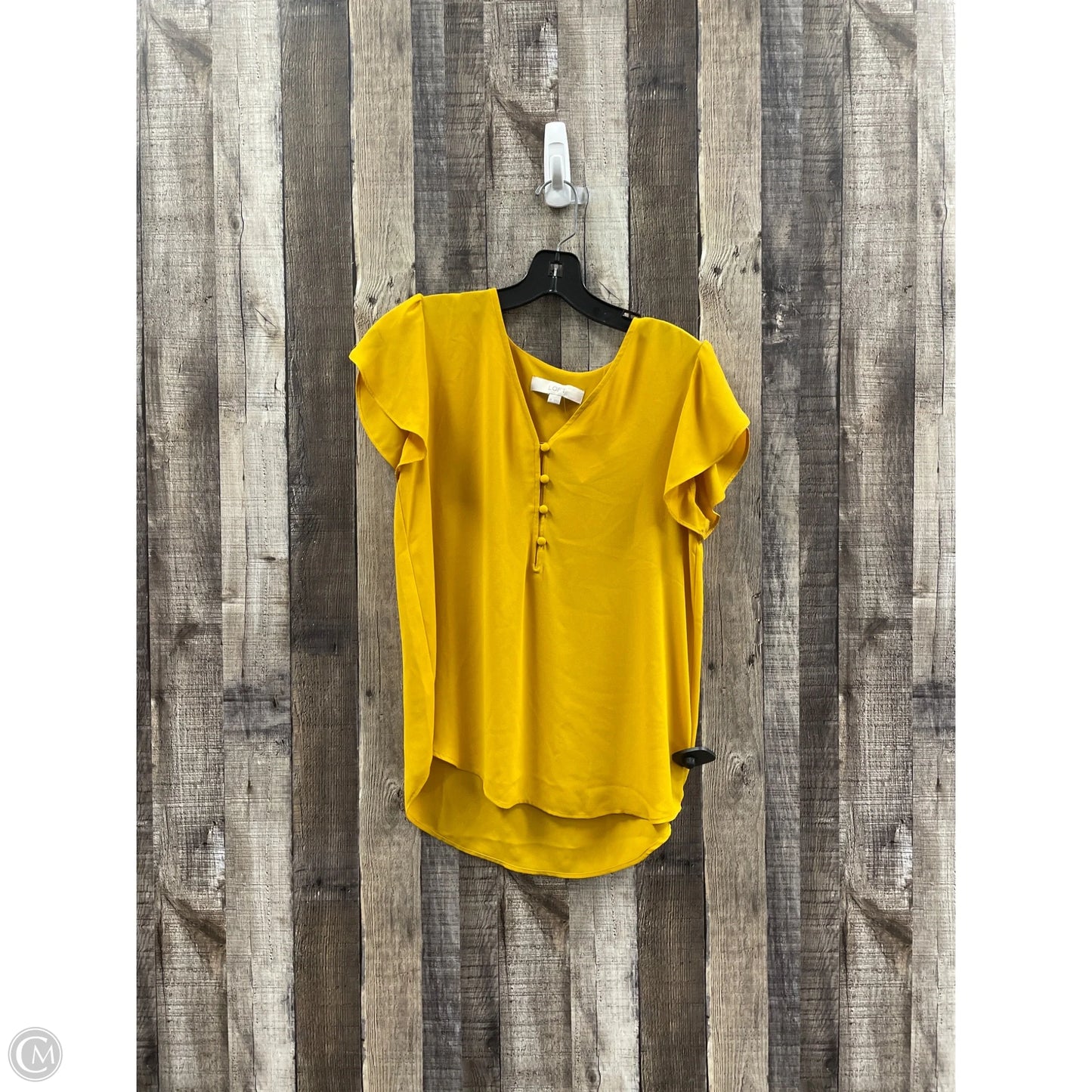Top Short Sleeve By Loft In Gold, Size: Xs