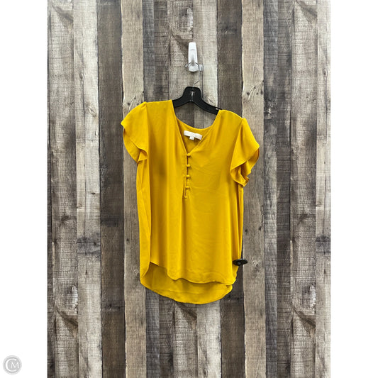 Top Short Sleeve By Loft In Gold, Size: Xs