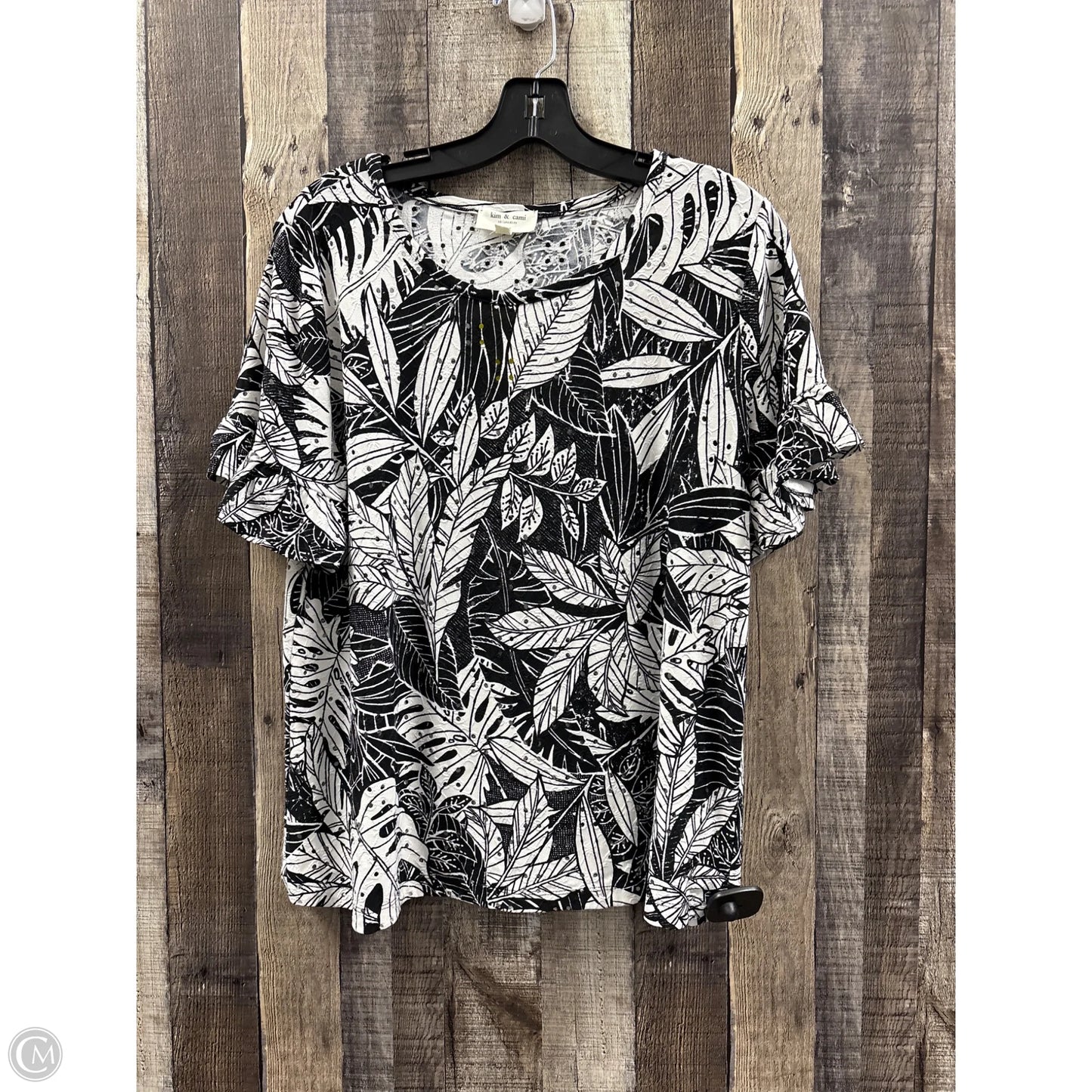 Top Short Sleeve By Kim & Cami In Black & White, Size: L