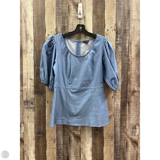 Top Short Sleeve By Ann Taylor In Blue Denim, Size: Xs