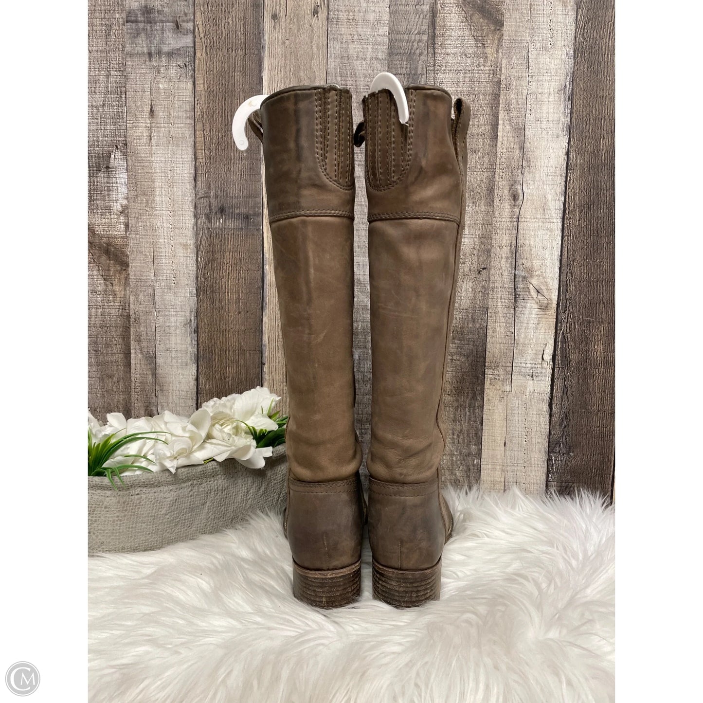 Boots Knee Heels By Halogen In Taupe, Size: 6.5