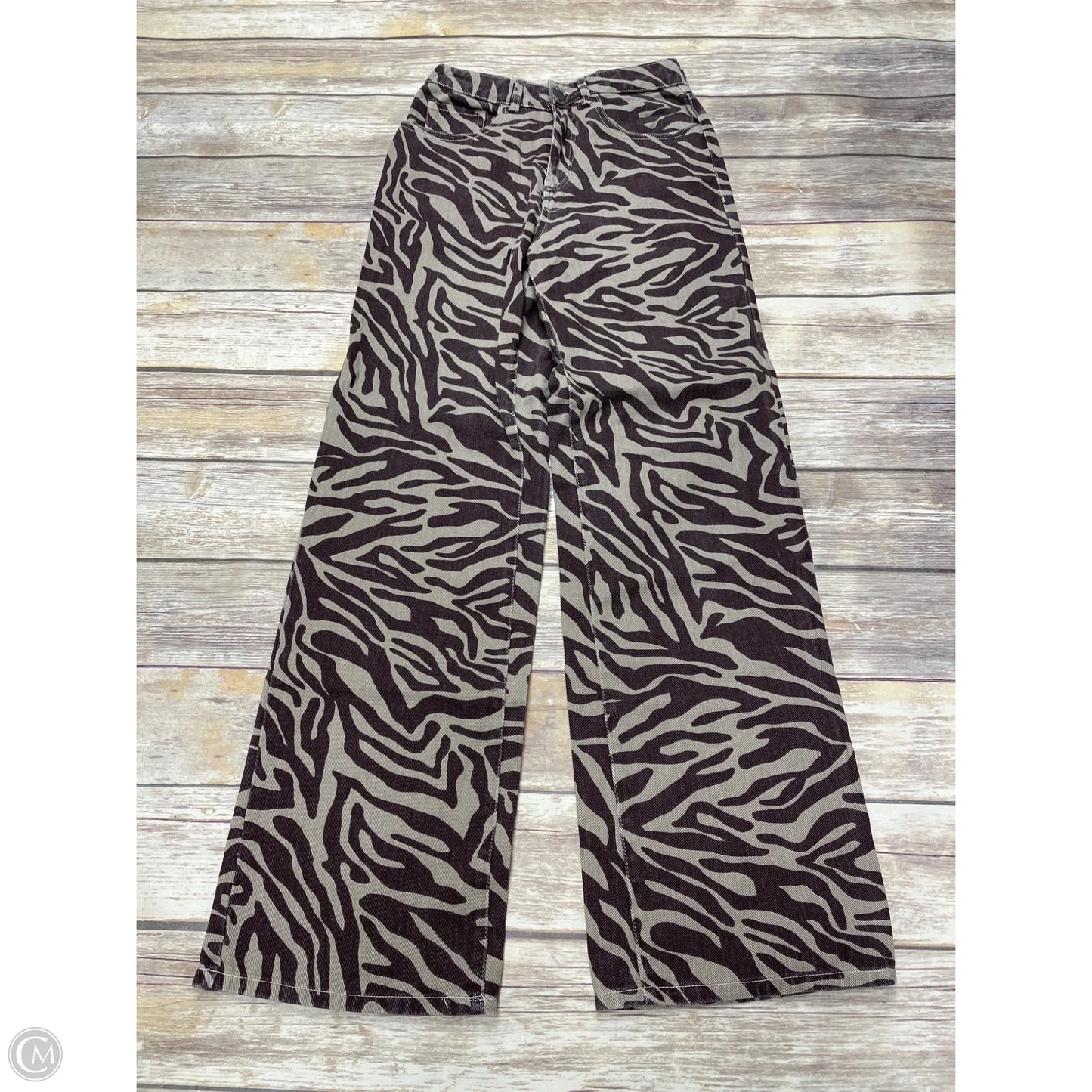 Jeans Wide Leg By Cme In Zebra Print, Size: 2