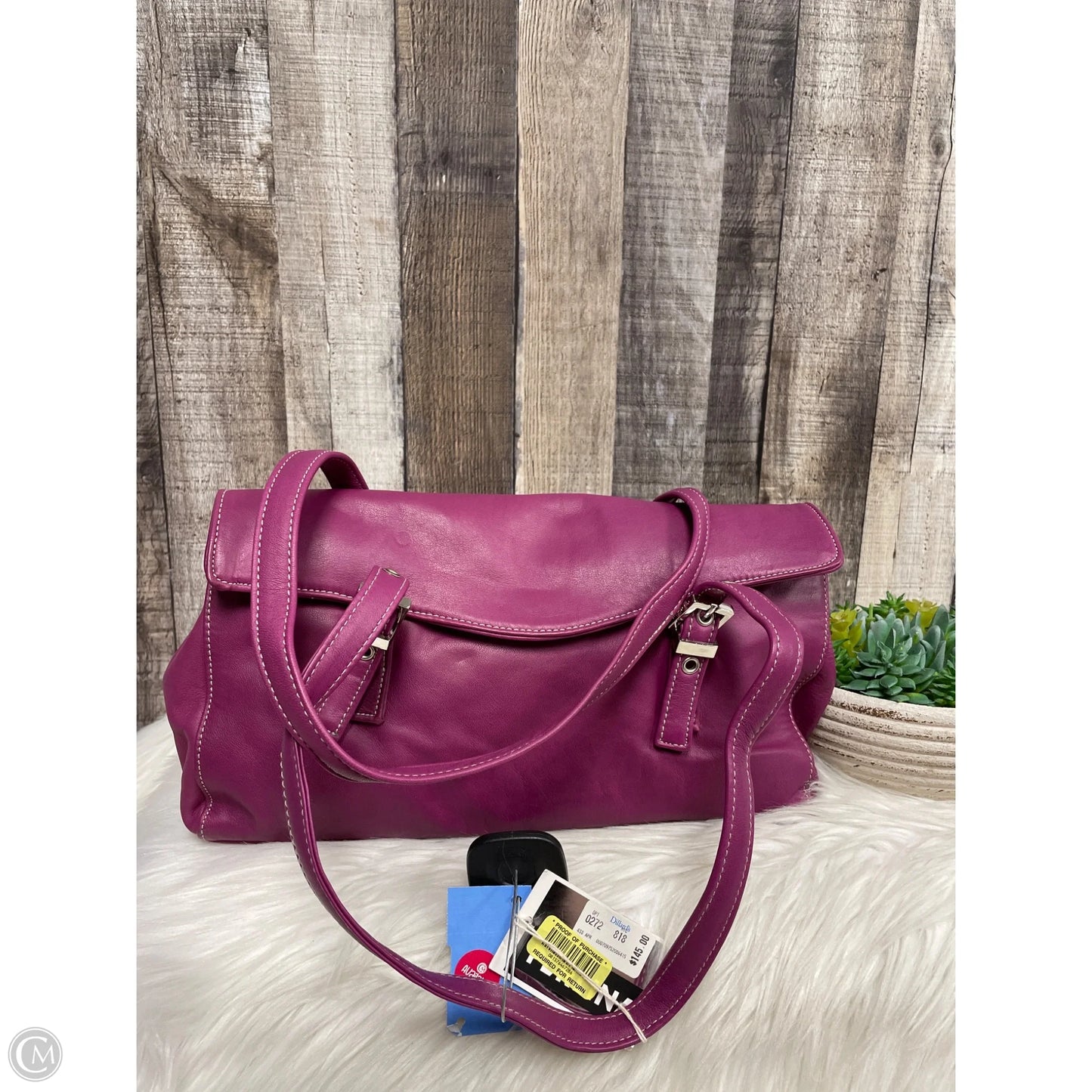 Handbag Leather By Perlina, Size: Medium