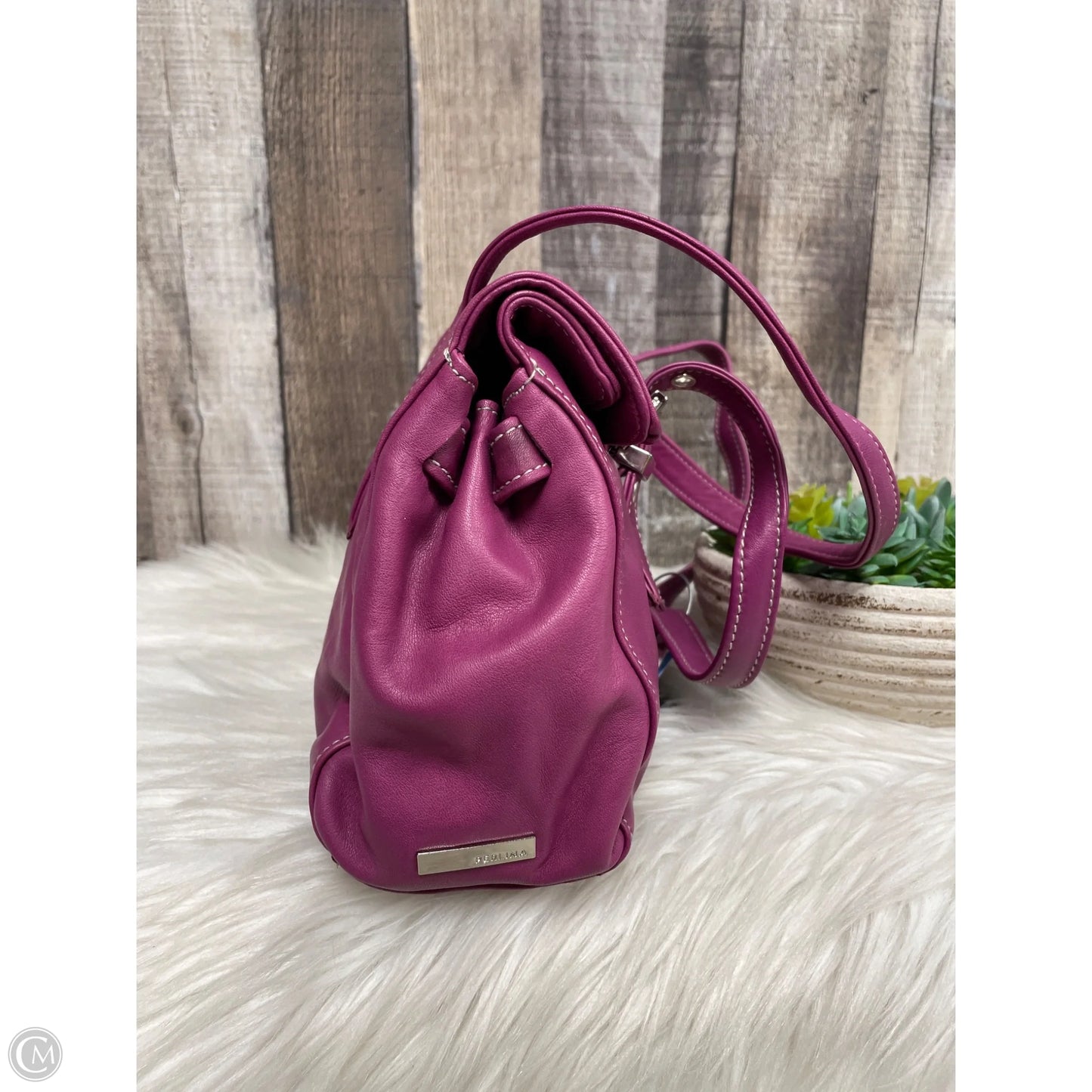 Handbag Leather By Perlina, Size: Medium