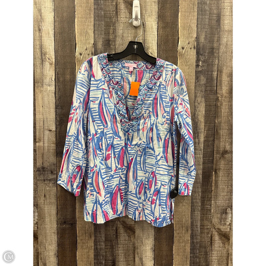 Too Long Sleeve Designer By Lilly Pulitzer In Blue & Pink, Size: M