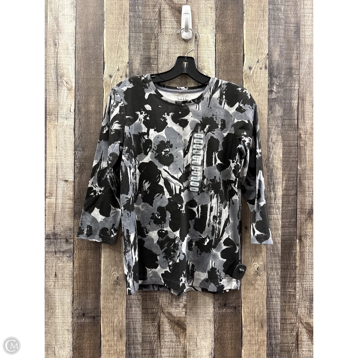 Top Long Sleeve By Nicole By Nicole Miller In Black & Grey, Size: S