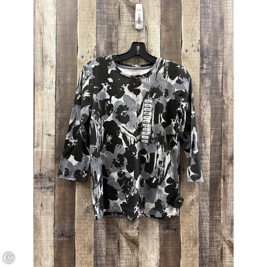 Top Long Sleeve By Nicole By Nicole Miller In Black & Grey, Size: S