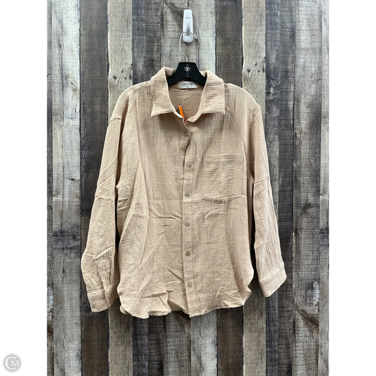 Top Long Sleeve By Cme In Tan, Size: S