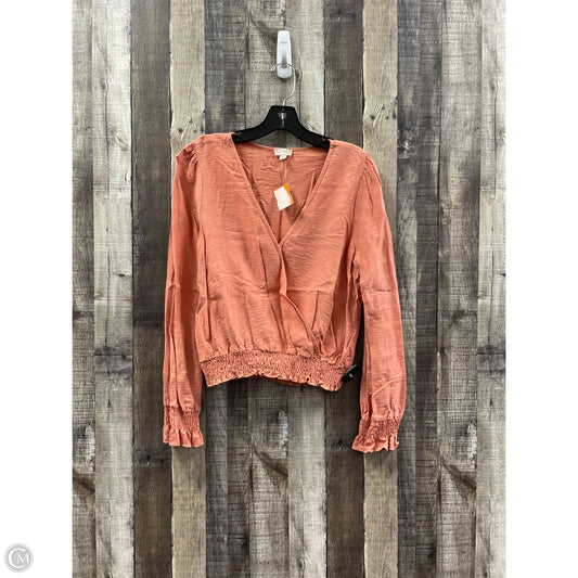 Top Long Sleeve By Hem & Thread In Peach, Size: M