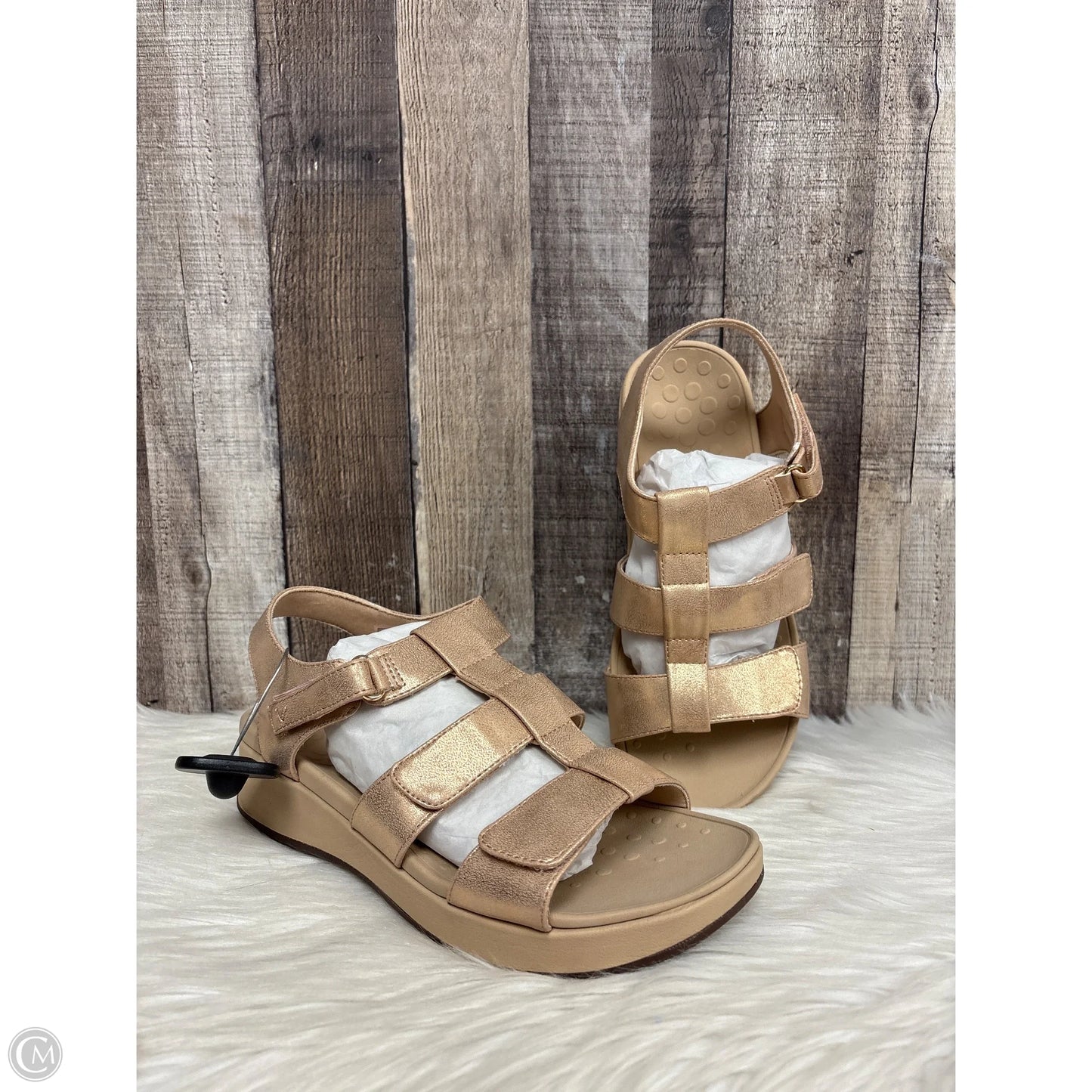 Sandals Flats By Vionic In Gold, Size: 9