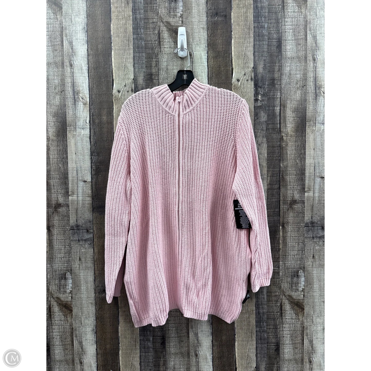 Sweater Cardigan By Woman Within In Pink, Size: 1x