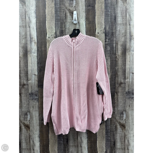 Sweater Cardigan By Woman Within In Pink, Size: 1x