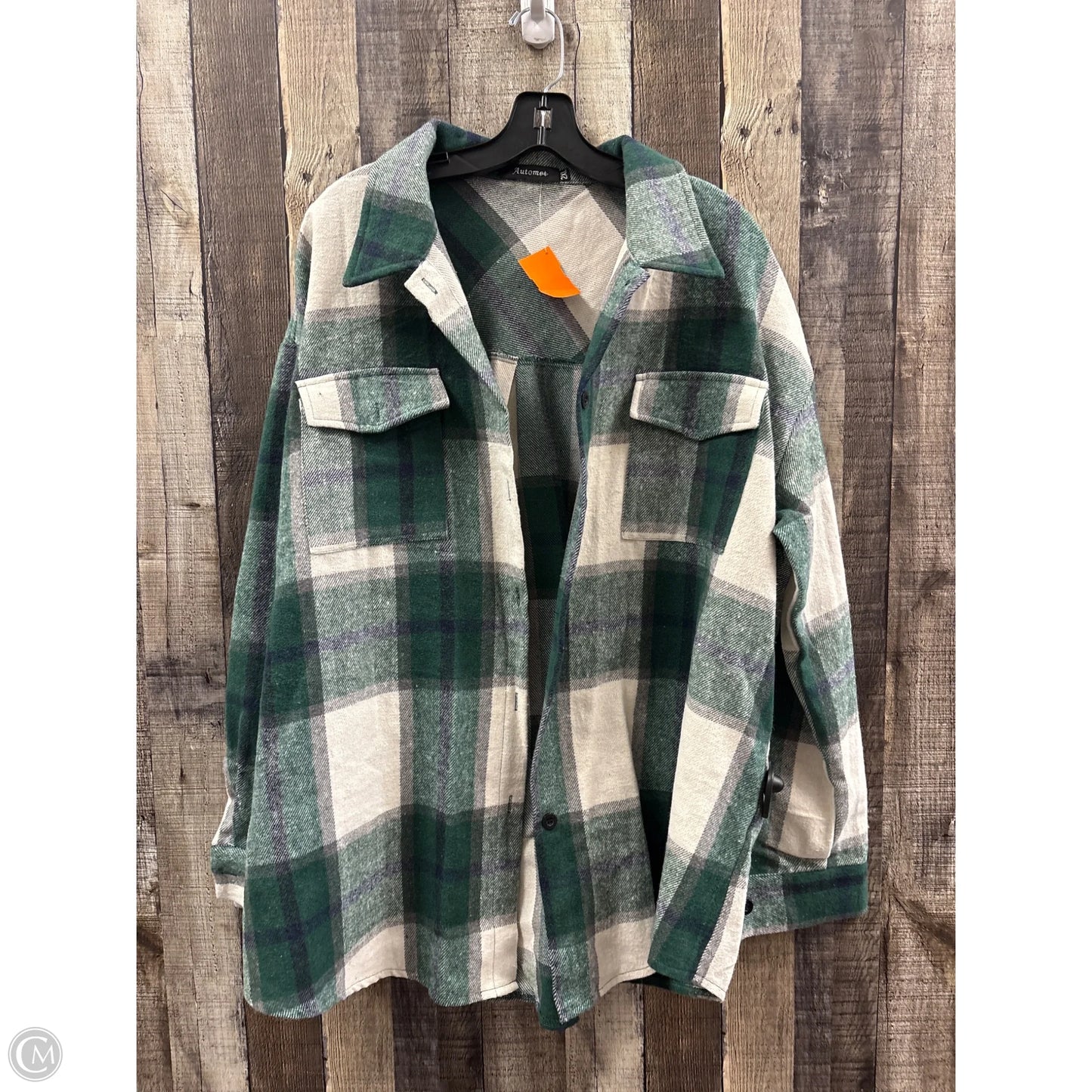 Jacket Shirt By Automet In Green & White, Size: 2x