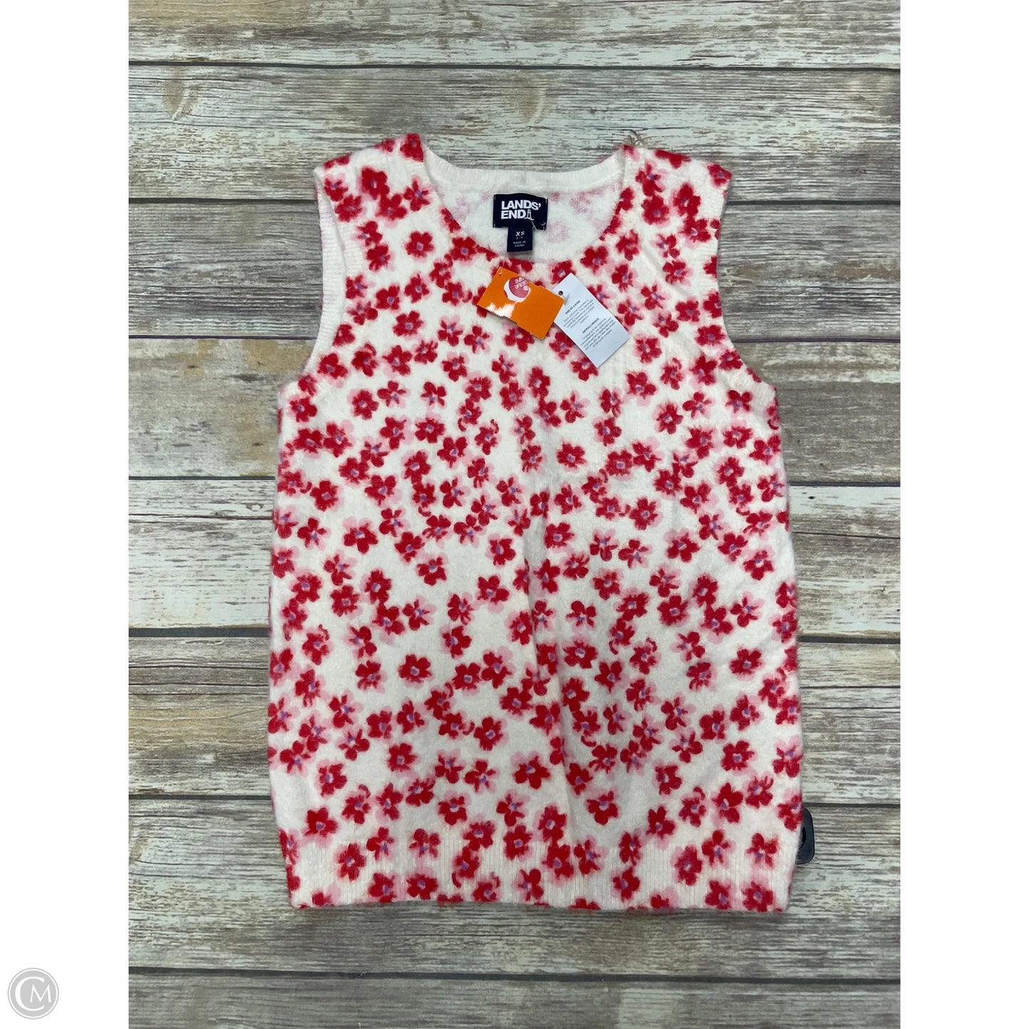 Sweater By Lands End In Red & White, Size: Xs