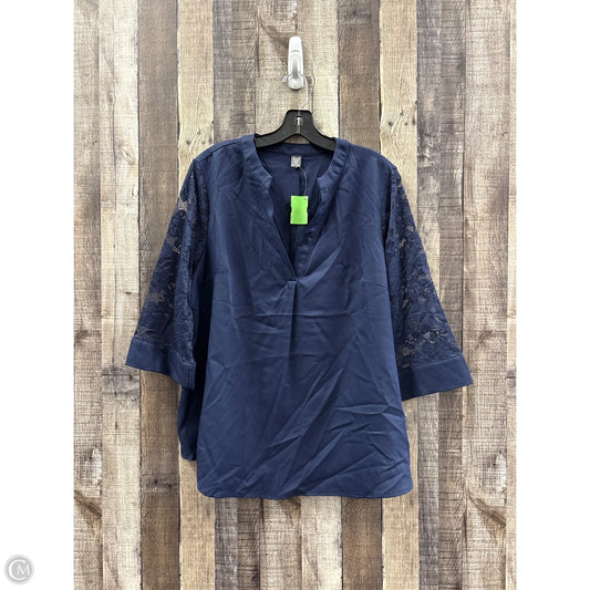 Top Long Sleeve By Shein In Navy, Size: 1x