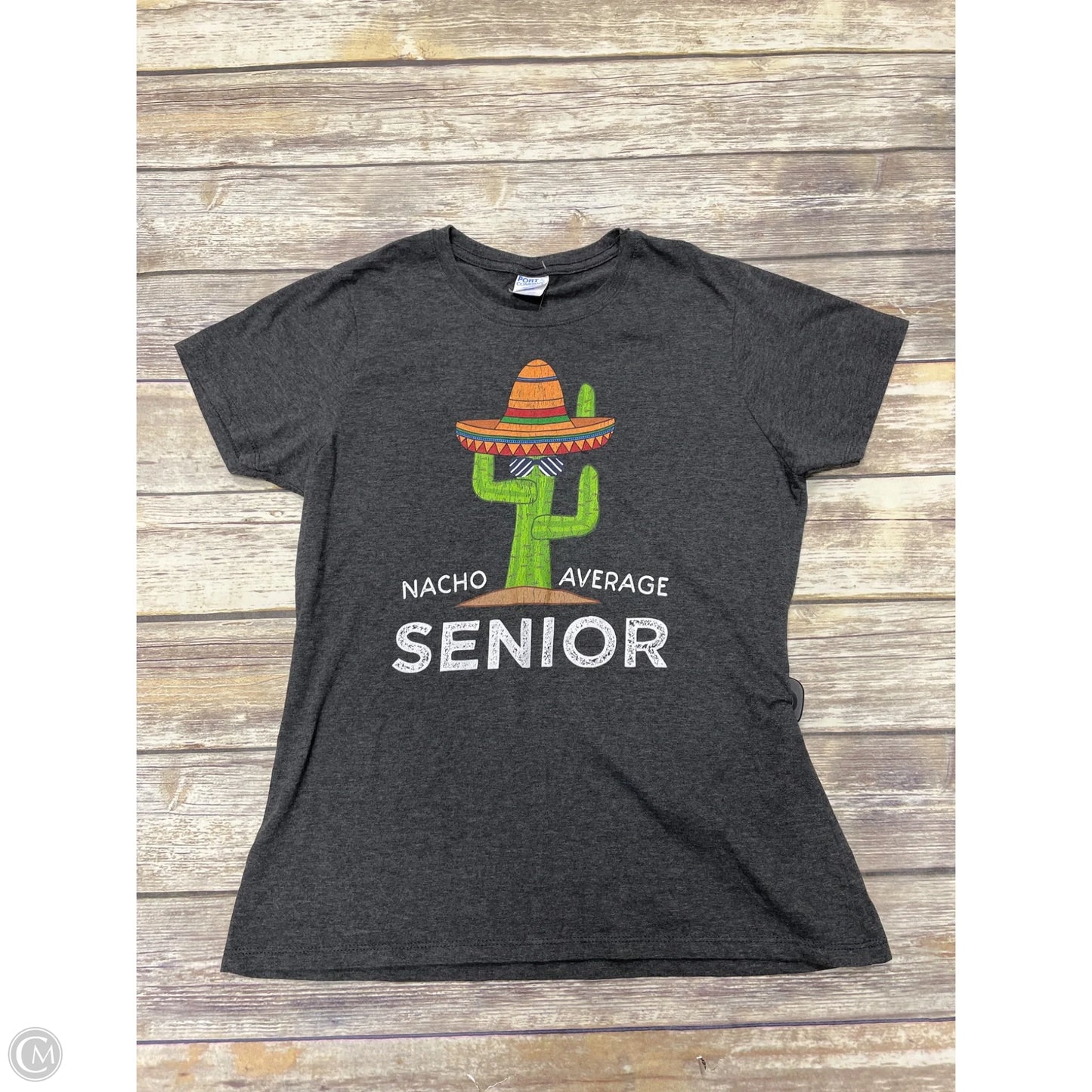 Top Short Sleeve Basic By Port & Company In Grey, Size: L