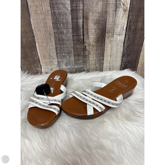 Sandals Heels Wedge By Italian Shoemakers In White, Size: 8.5