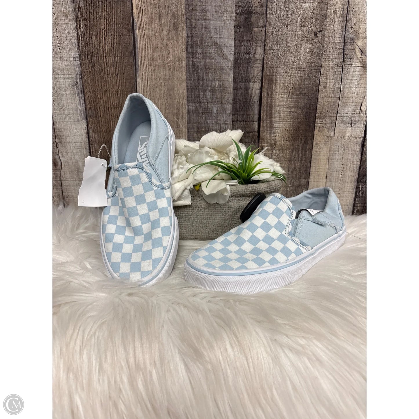 Shoes Flats By Vans In Blue & White, Size: 7