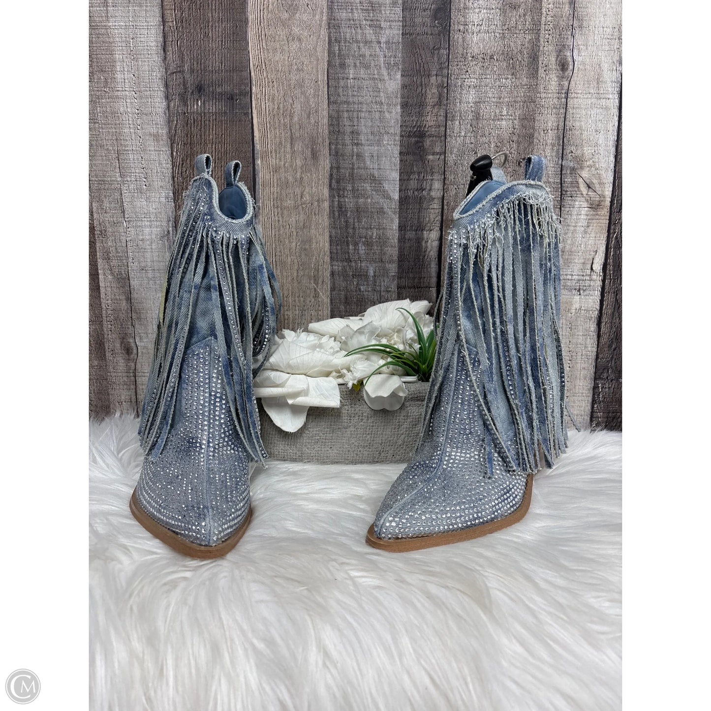 Boots Ankle Heels By Jessica Simpson In Blue Denim, Size: 6.5