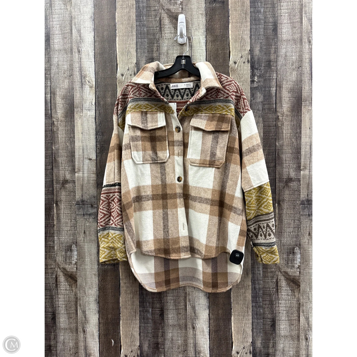 Jacket Shirt By Bke In Plaid Pattern, Size: Xs